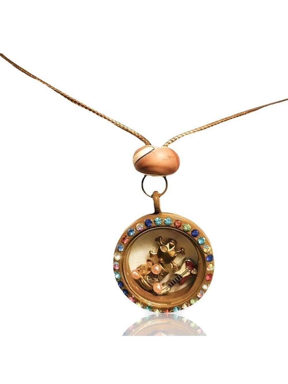 ROCK N’ ROLL boutique charm chocolate circle locket pendant necklace +FREEBIES!